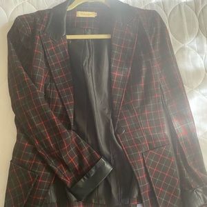 A red/black fitted blazer